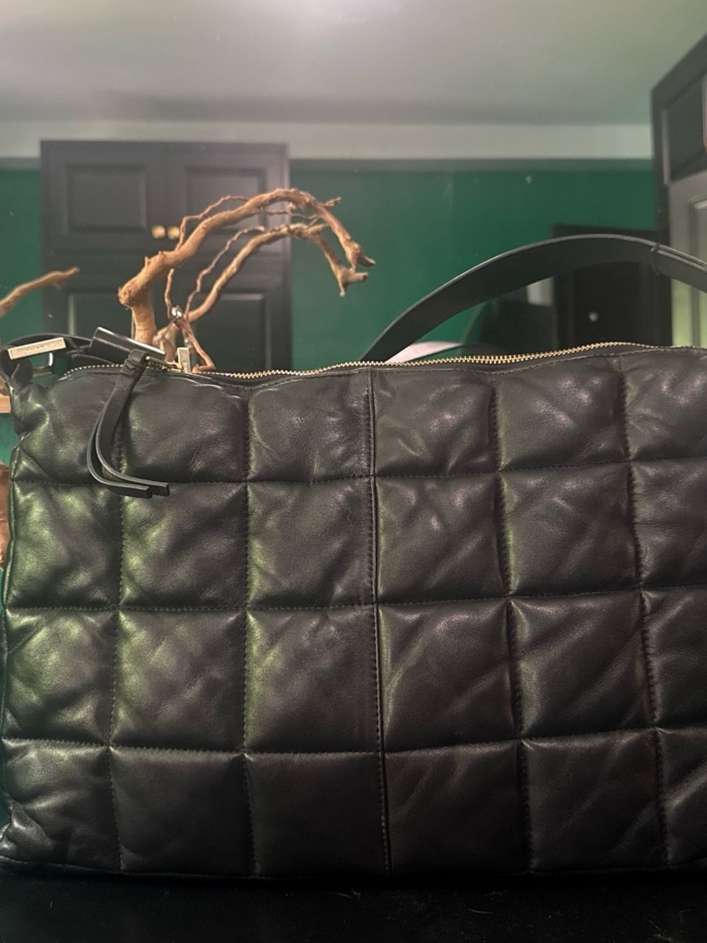 All Saints Black Quilted Square-Panel Shoulder Bag